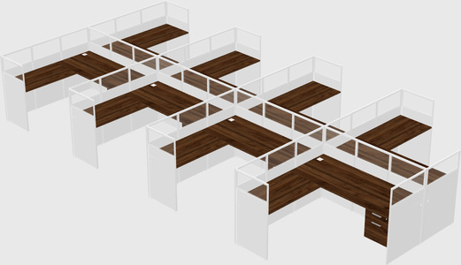 Shared l-shaped cubicle