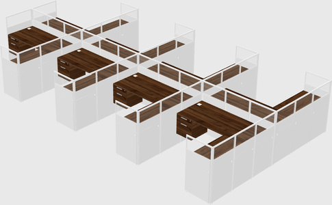 Shared l-shaped cubicle