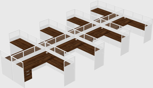 Shared l-shaped cubicle