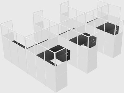 Shared l-shaped cubicle