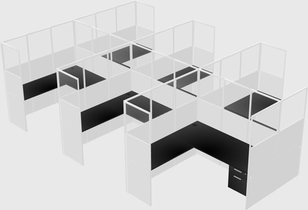 Shared l-shaped cubicle