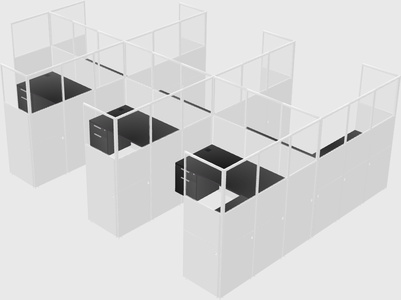 Shared l-shaped cubicle