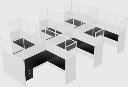 Shared l-shaped cubicle