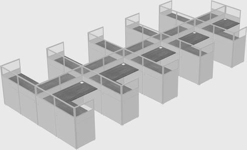 Shared l-shaped cubicle