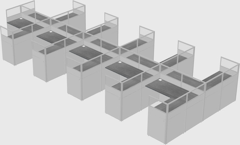 Shared l-shaped cubicle