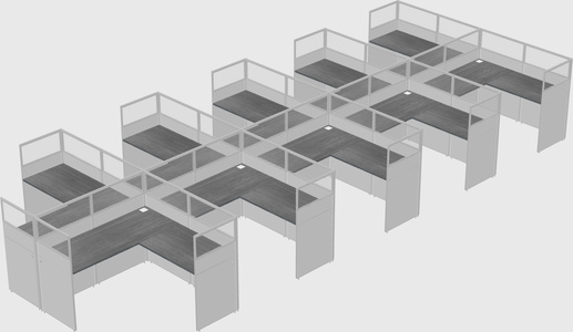 Shared l-shaped cubicle