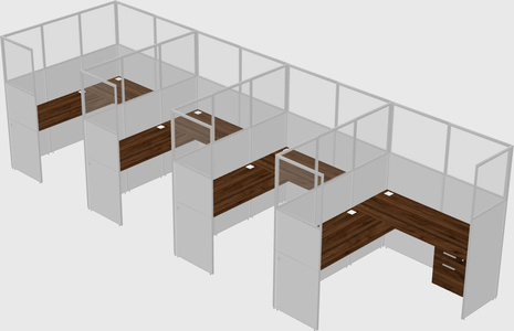 Shared l-shaped cubicle