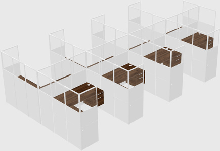 Shared l-shaped cubicle