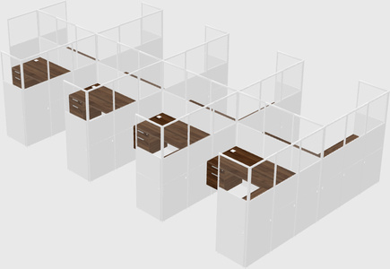Shared l-shaped cubicle
