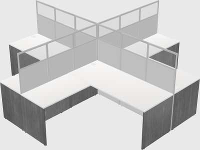 Shared l-shaped cubicles
