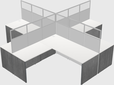 Shared l-shaped cubicles