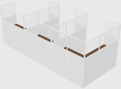 Shared l-shaped cubicle