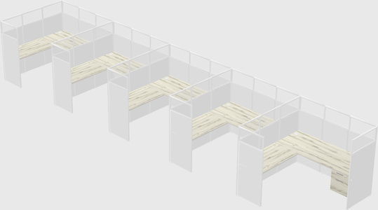 Shared l-shaped cubicle