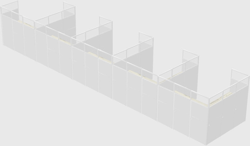 Shared l-shaped cubicle