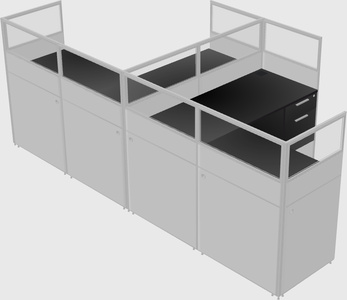 Shared l-shaped cubicle