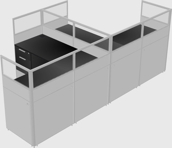 Shared l-shaped cubicle