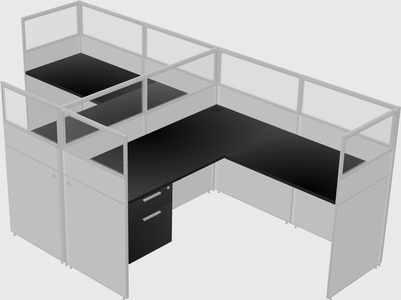 Shared l-shaped cubicle