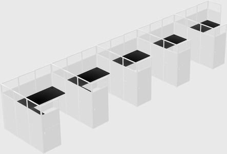 Shared l-shaped cubicle