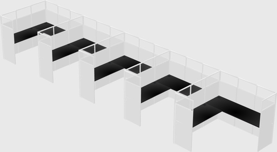 Shared l-shaped cubicle