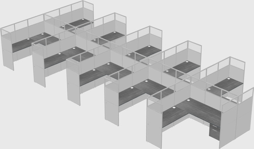 Shared l-shaped cubicle