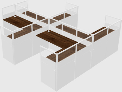 Shared l-shaped cubicle