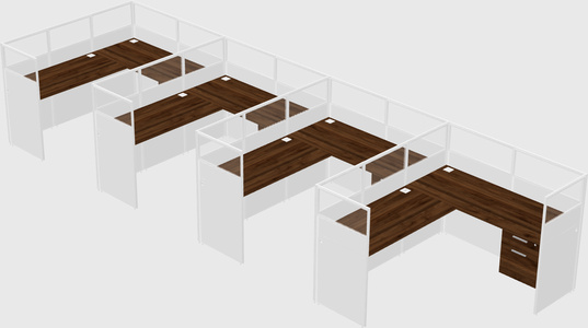 Shared l-shaped cubicle