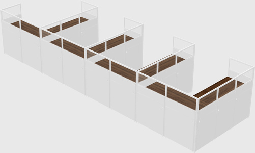 Shared l-shaped cubicle