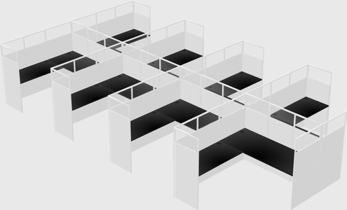 Shared l-shaped cubicle