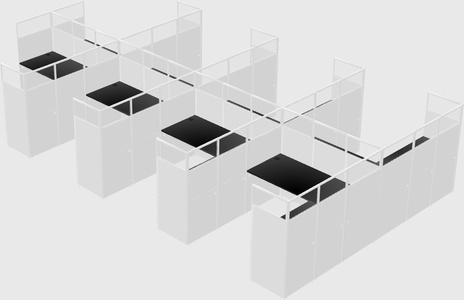 Shared l-shaped cubicle