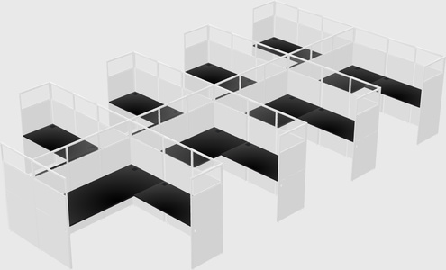 Shared l-shaped cubicle