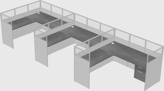 Shared l-shaped cubicle