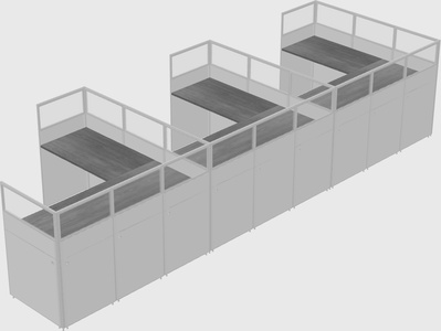 Shared l-shaped cubicle