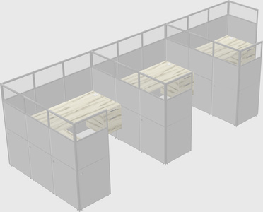 Shared l-shaped cubicle