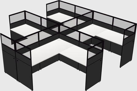 Shared l-shaped cubicle