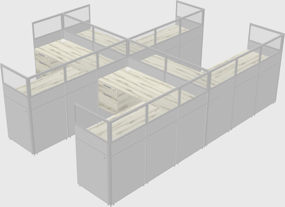 Shared l-shaped cubicle