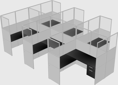 Shared l-shaped cubicle