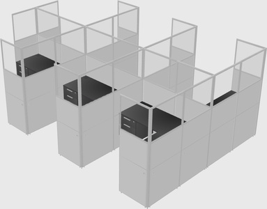 Shared l-shaped cubicle