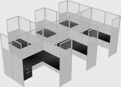 Shared l-shaped cubicle