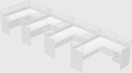 Shared l-shaped cubicle