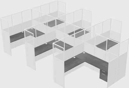 Shared l-shaped cubicle