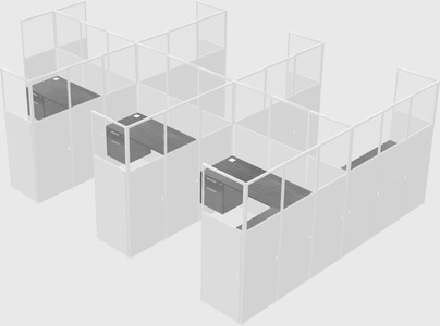 Shared l-shaped cubicle