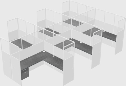 Shared l-shaped cubicle