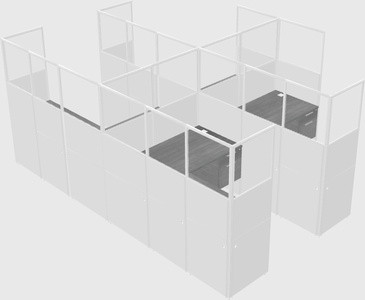 Shared l-shaped cubicle