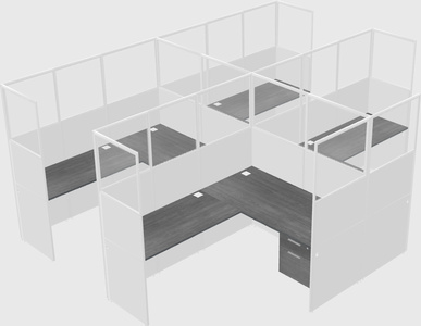 Shared l-shaped cubicle