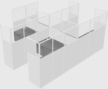 Shared l-shaped cubicle