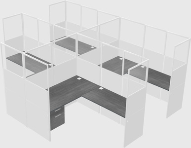 Shared l-shaped cubicle