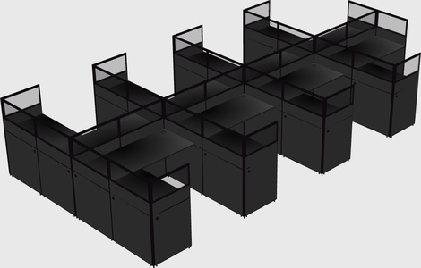 Shared l-shaped cubicle