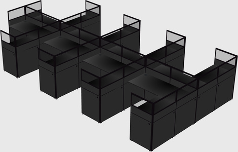 Shared l-shaped cubicle