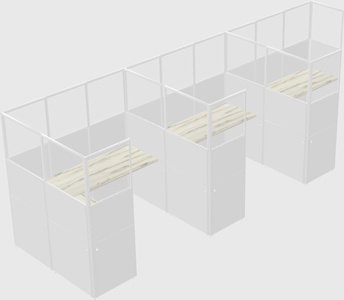Shared l-shaped cubicle