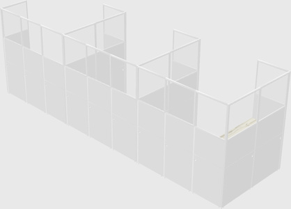 Shared l-shaped cubicle